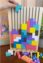 Colorful Wooden Tangram Tetris Puzzle